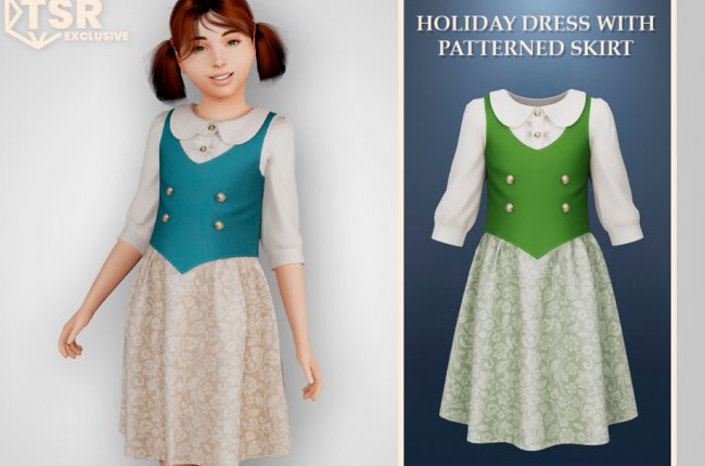 Holiday dress with patterned skirt от MysteriousOo