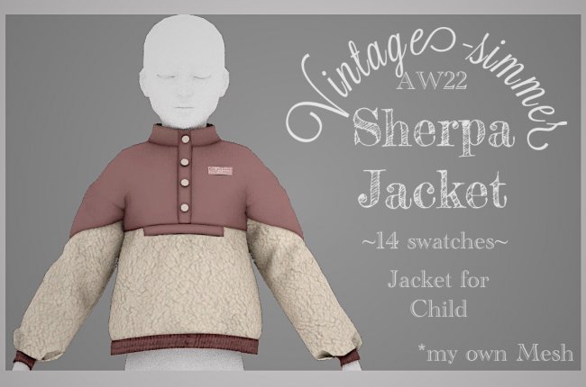 TS4 CC - Sherpa Jacket от Vintage-simmer | The Sims Creative Club
