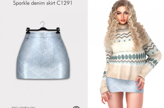 Clothes SET348 - Sparkle denim skirt C1291 от turksimmer
