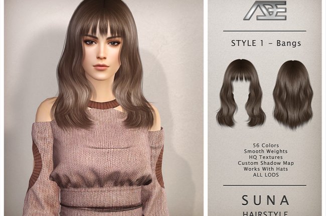 Suna - Style 1 with Bangs (Hairstyle) от Ade_Darma
