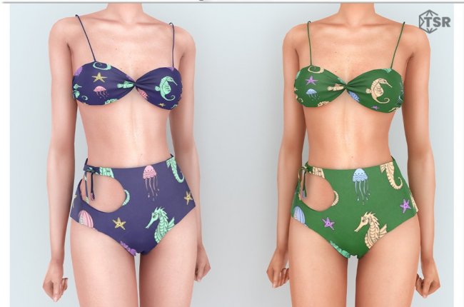 Tie-Back Bikini Top & with window at waist Bikini Bottom от Portev